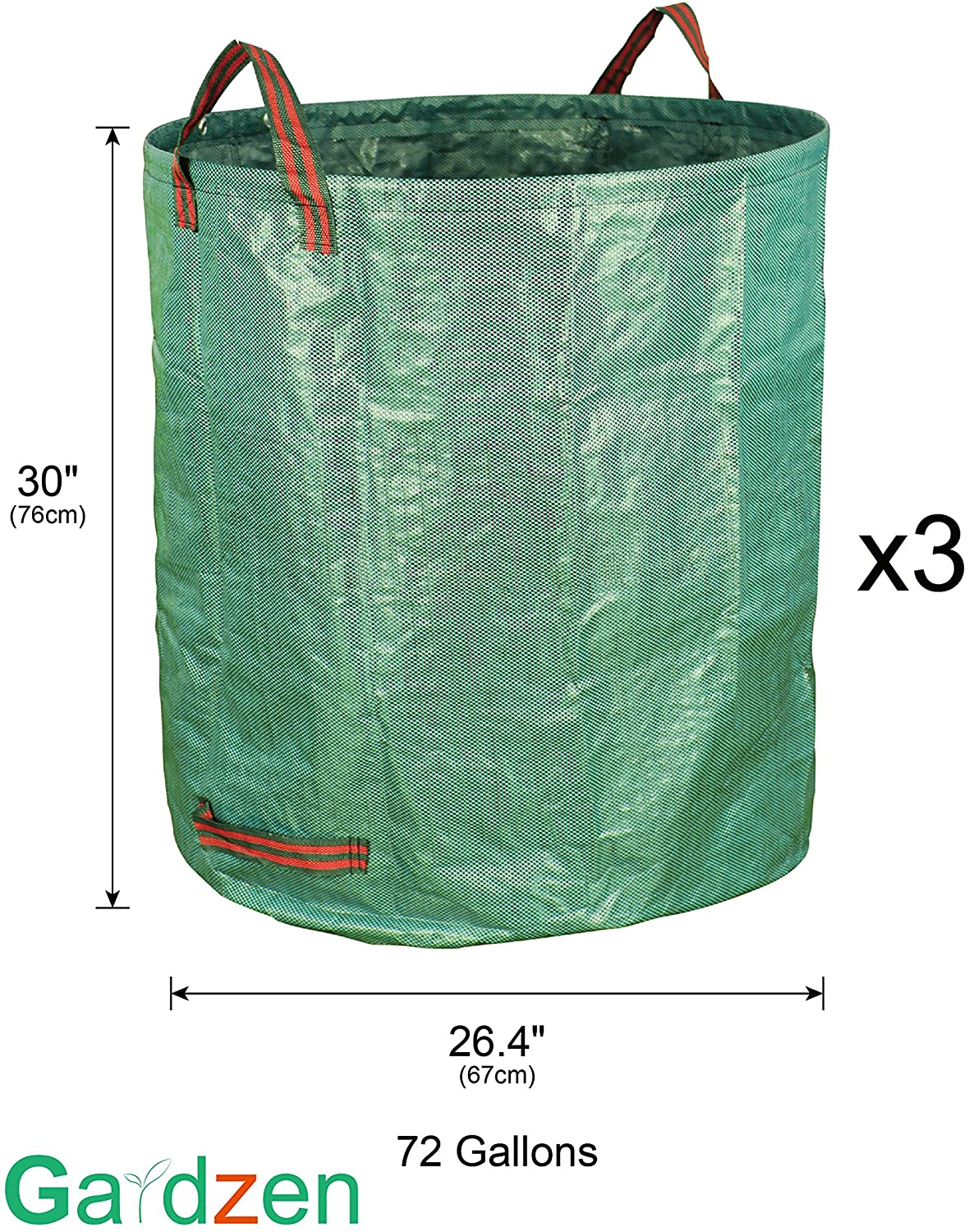 3 x 16 Gallons Lawn Garden Leaf Waste Bag 3-Pack 72 Gallons Reusable Garden Waste Bags Heavy Duty Gardening Bags 