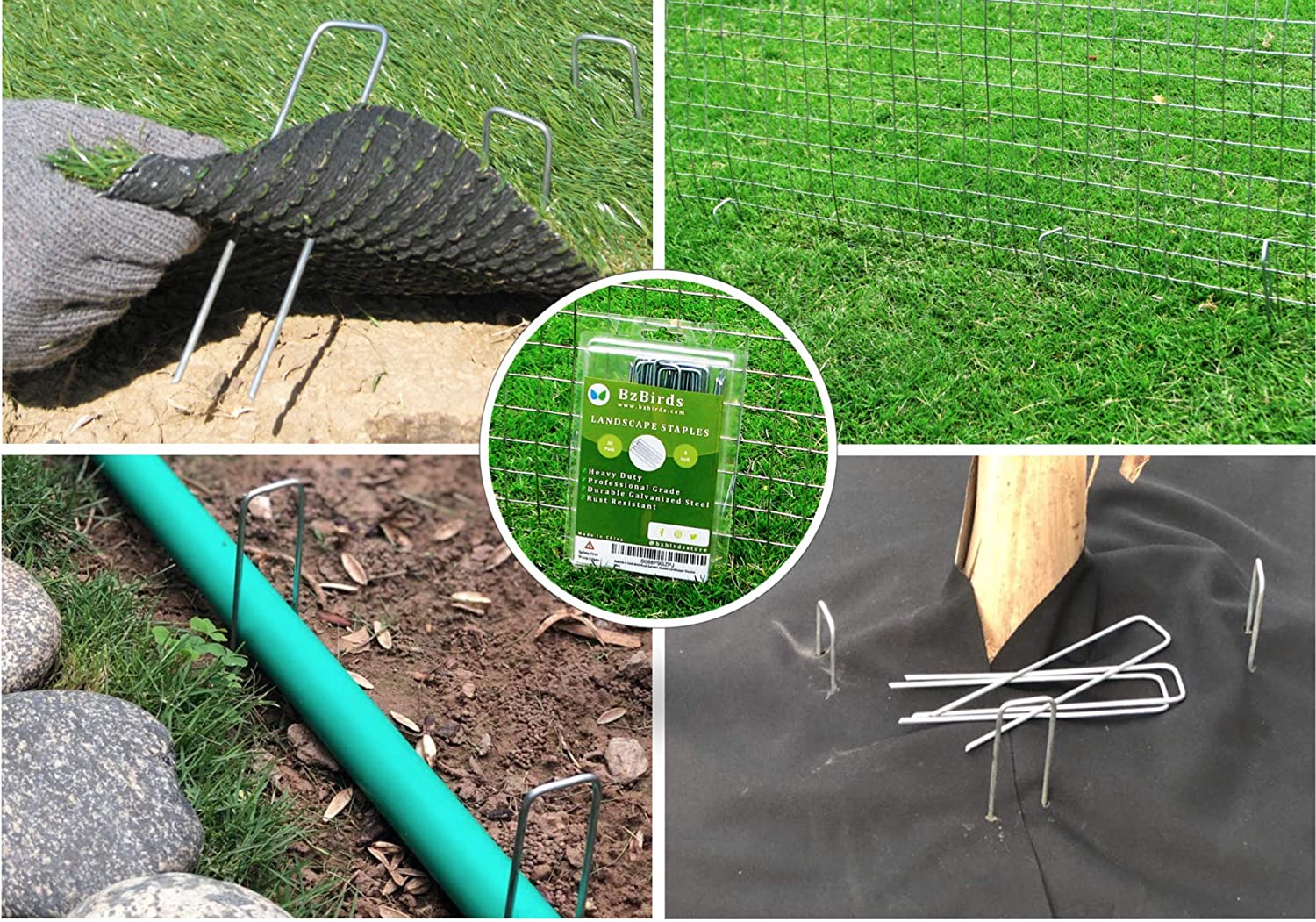 Dog Fence Lawn Securing Ground Cover ZGR Galvanized Landscape Staples 6 Inch Sturdy Rust Resistant Gardening Supplies Garden Staple for Install Artificial Grass Soaker Hose 100 Pack 11 Gauge 